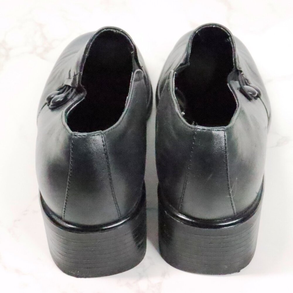 Croft & Barrow Womens 8M Katie Black Leather Chunky Y2K Square Toe Loafer Shoes - Picture 8 of 10